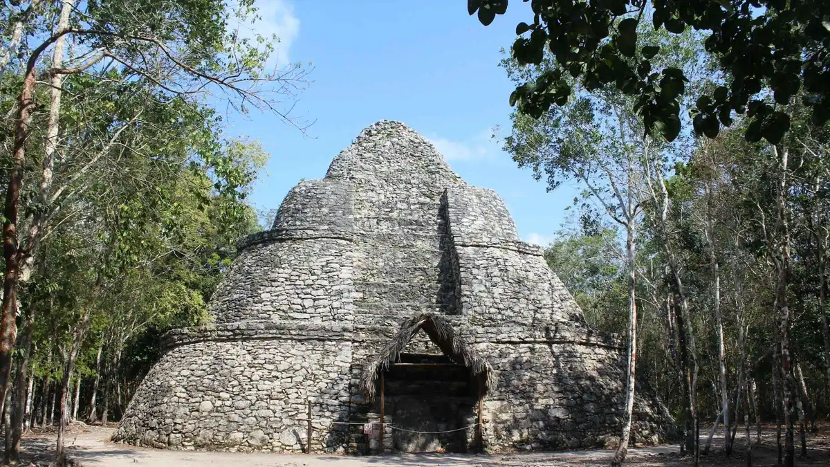 Pedalled tricycle on the forest causeway to Nohoch Mul at Cobá, Tulum Mexico